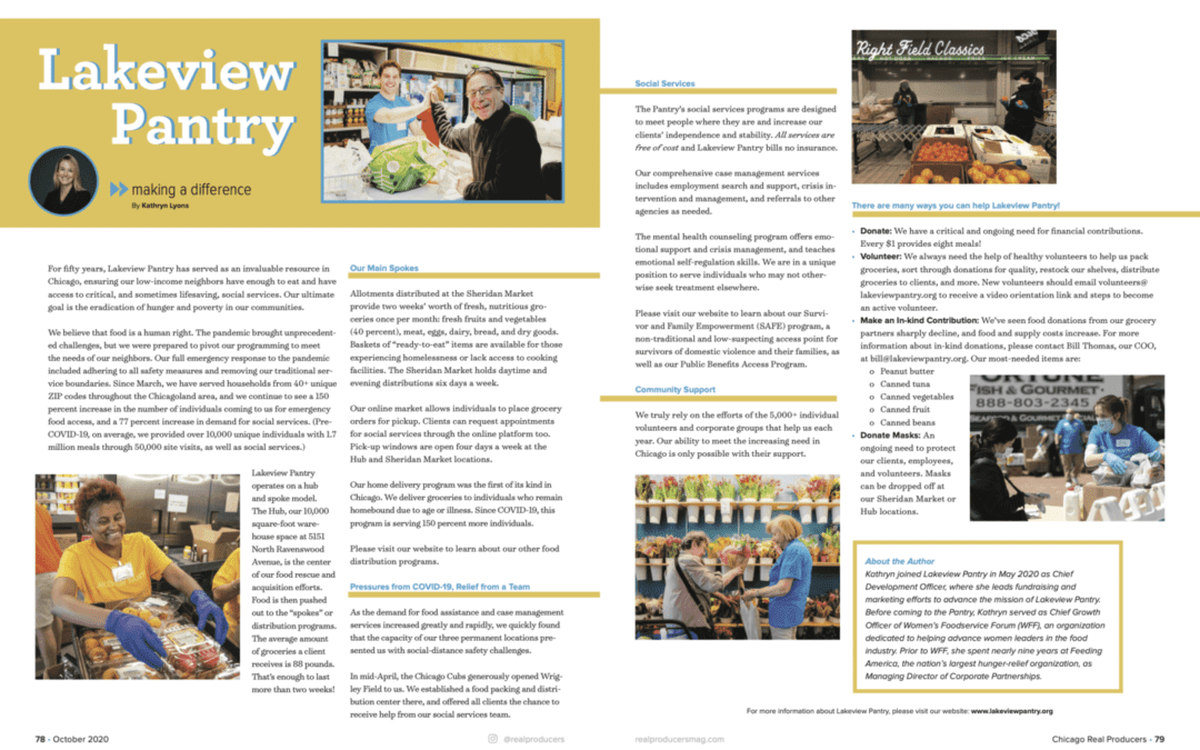 Lakeview Pantry Highlighted in Chicago Real Producers Magazine!